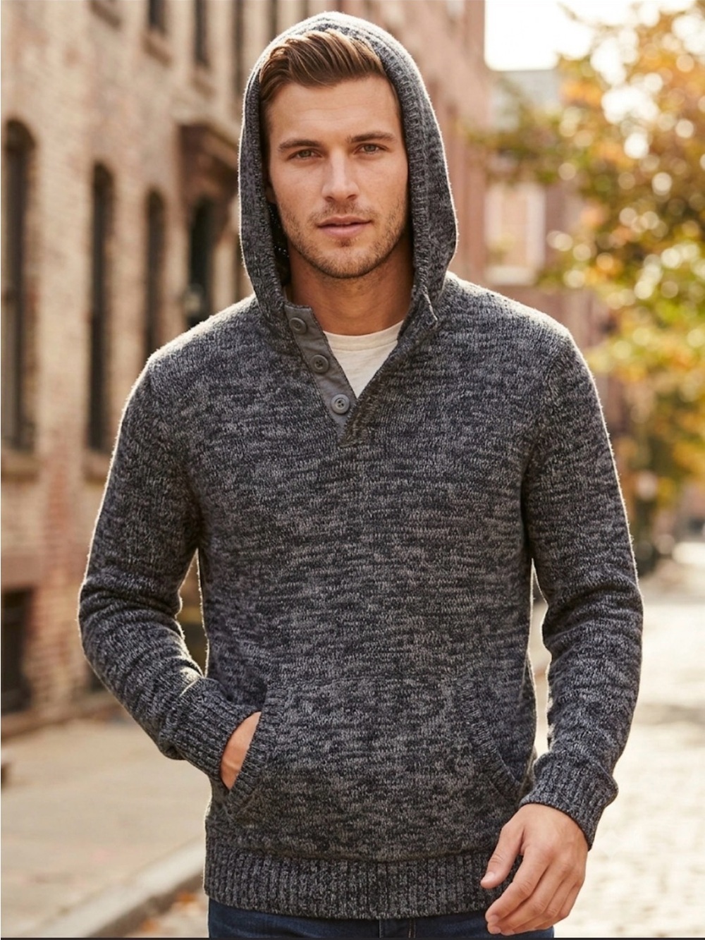 urban pipeline Charcoal Knit Hooded Pullover Sweater